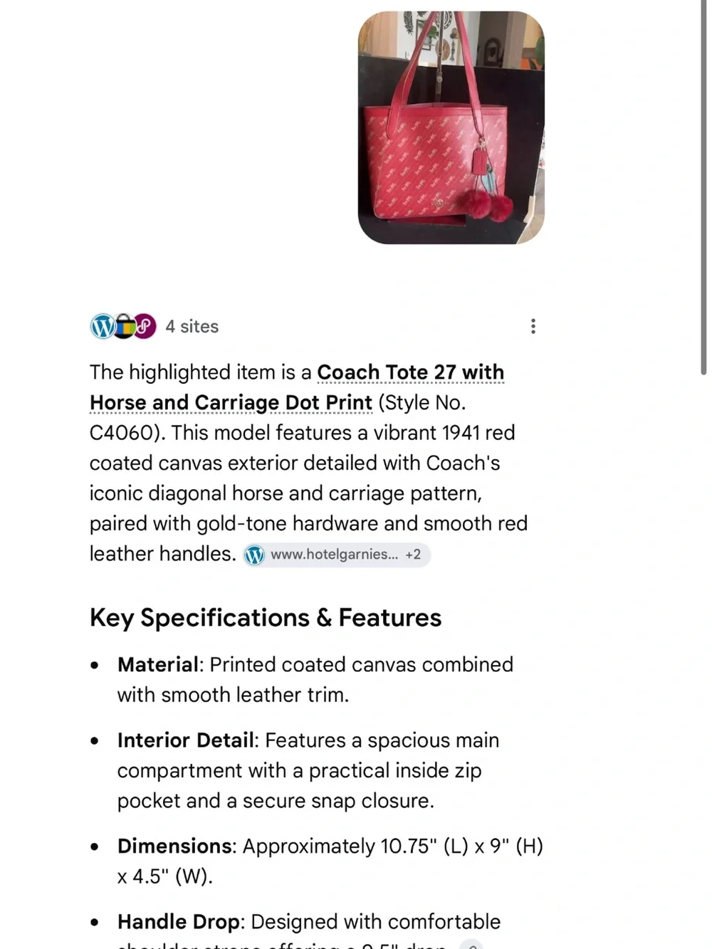 Coach #190  Tote 27 with Horse and Carriage Dot Print